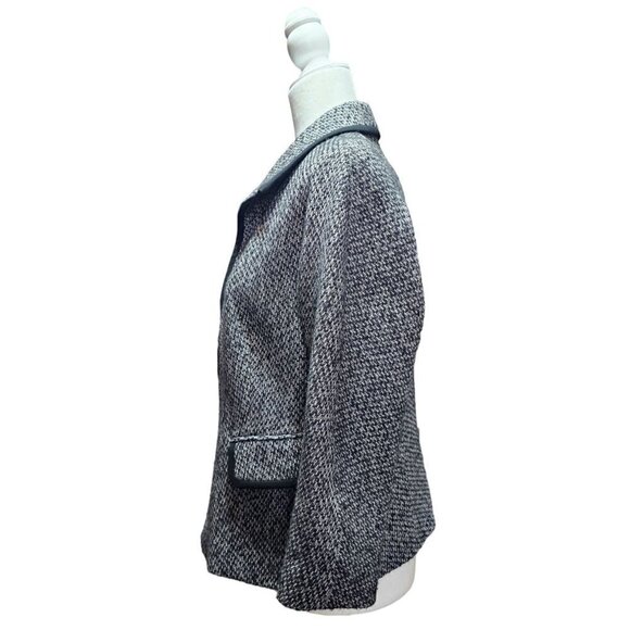 LAFAYETTE 148 tweed black white wool cashmere camel hair short jacket size 10 - Picture 4 of 12